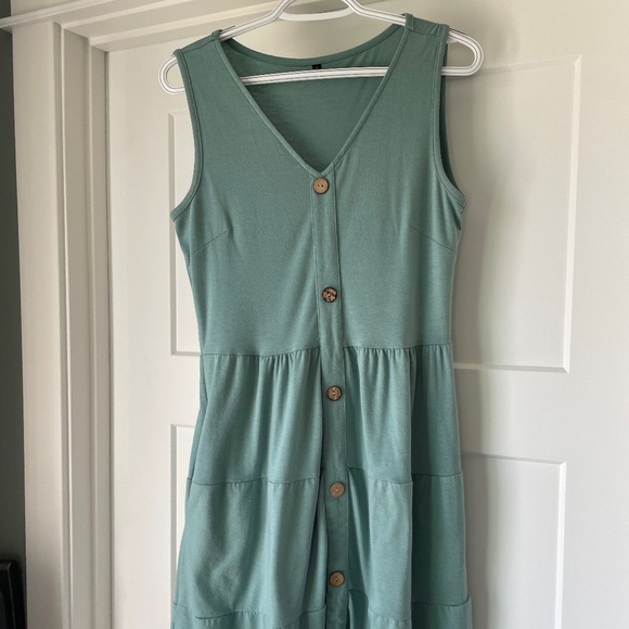 Women's Casual T-Shirt Dress Sleeveless V Neck Button Down A Line Loose Swing - Picture 1 of 8